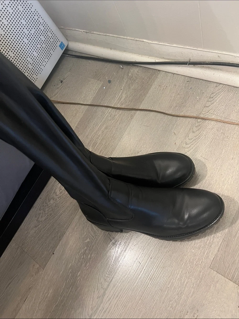 AKIRA Black Over-the-Knee Leather Boots